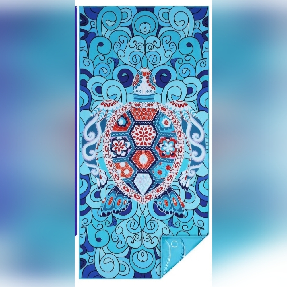 Green Turtle Microfiber Oversized Lightweight Beach Towel NWT